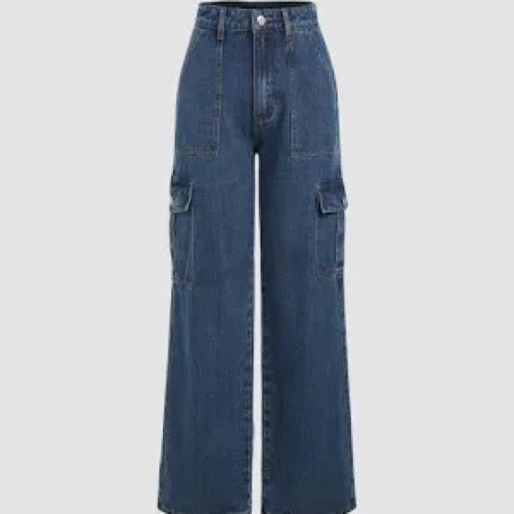 Cider Alessia Solid Cargo Jeans